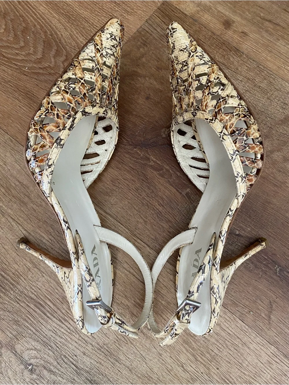 Prada Women's Beige Slingback Heels